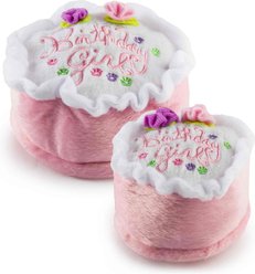 Haute Diggity Dog Birthday Girl Cake Squeaky Plush Dog Toy, Pink, Large