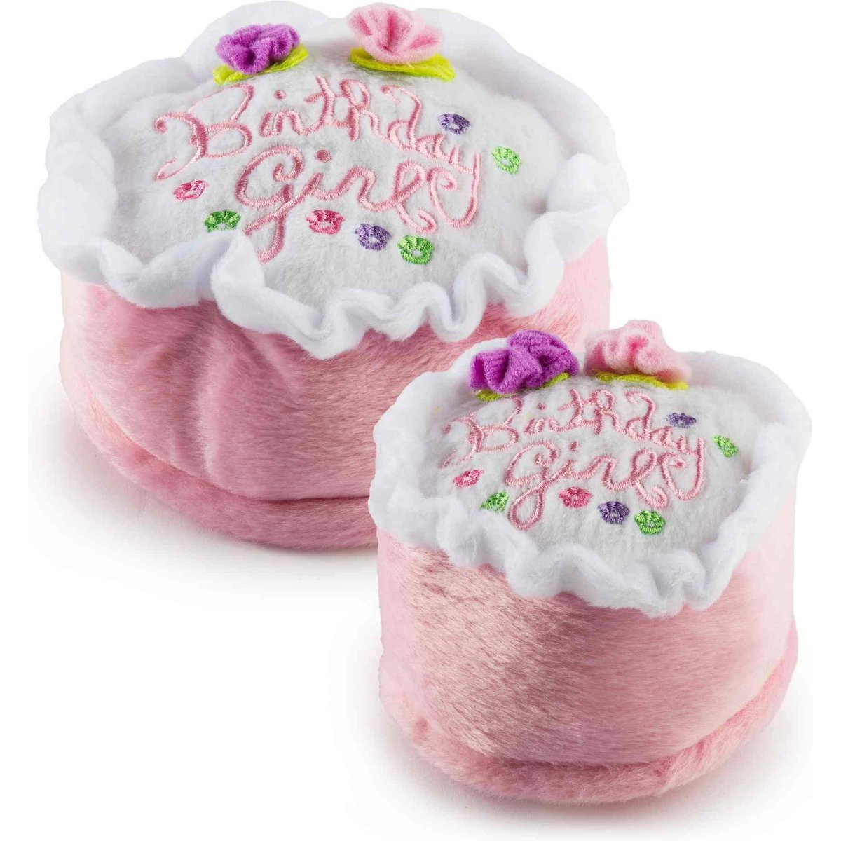 Haute Diggity Dog Birthday Girl Cake Squeaky Plush Dog Toy, Pink, Small
