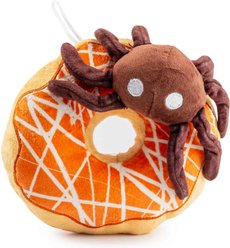 Haute Diggity Dog Spider Donut Squeaky Plush Dog Toy, Orange