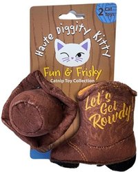 Haute Diggity Kitty Kitty Cowboy Squeaky Plush Cat Toy, Brown
