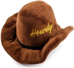 Haute Diggity Dog Cowboy Hat Squeaky Plush Dog Toy, Brown