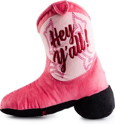 Haute Diggity Dog Cowgirl Boot Squeaky Plush Dog Toy, Pink