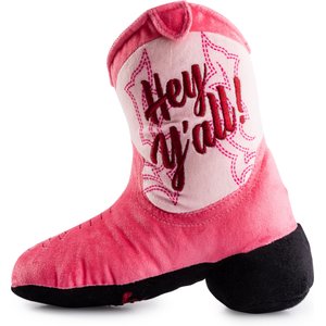 Haute Diggity Dog Cowgirl Boot Squeaky Plush Dog Toy, Pink