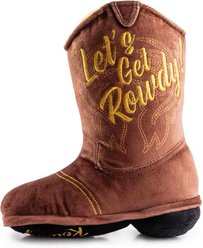 Haute Diggity Dog Cowboy Boot Squeaky Plush Dog Toy, Brown