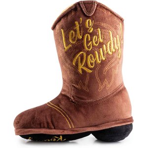Haute Diggity Dog Cowboy Boot Squeaky Plush Dog Toy, Brown
