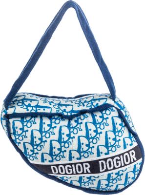 Show full view: Haute Diggity Dog Dogior Saddle Bag Squeaky Plush Dog Toy, Blue slide 3 of 3
