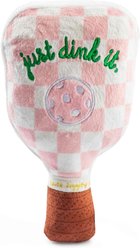 Haute Diggity Dog Checker Pickleball Paddle Squeaky Plush Dog Toy, Pink & White