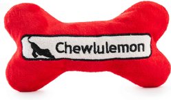 Haute Diggity Dog Chewlulemon Bone Squeaky Plush Dog Toy, Red