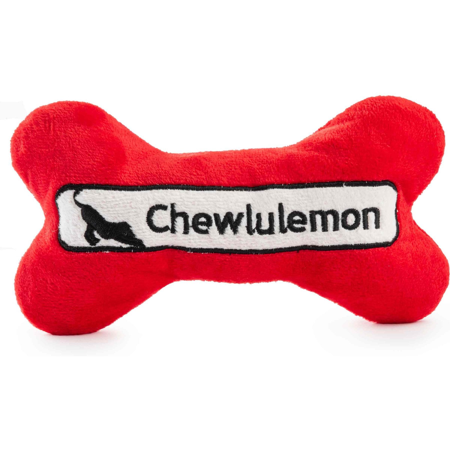 Haute Diggity Dog Chewlulemon Bone Squeaky Plush Dog Toy, Red