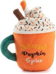 Haute Diggity Dog Pupkin Spice Latte Mug Squeaky Plush Dog Toy, Orange