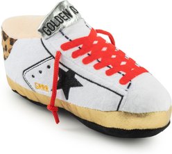 Haute Diggity Dog Golden Pooch Tennis Shoe Original Squeaky Plush Dog Toy, White