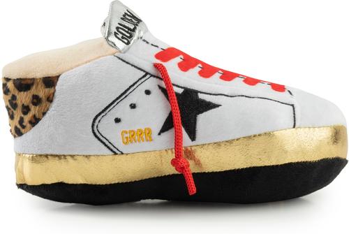 Show full view: Haute Diggity Dog Golden Pooch Tennis Shoe Original Squeaky Plush Dog Toy, White slide 2 of 2