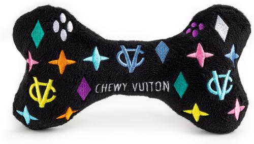 Show full view: Haute Diggity Dog Monogram Bone Squeaky Plush Dog Toy, Black, Large slide 2 of 2