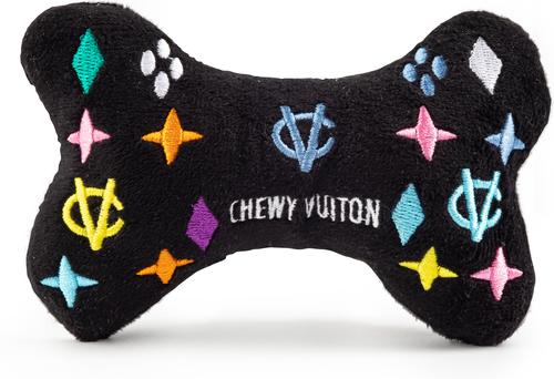 Show full view: Haute Diggity Dog Monogram Bone Squeaky Plush Dog Toy, Black, Small slide 2 of 2