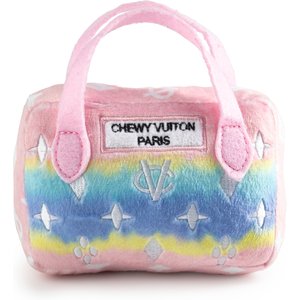 Haute Diggity Dog Chewy Vuiton Bag Squeaky Plush Dog Toy, Pink Ombre, Small