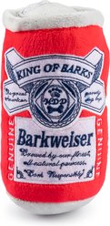 Haute Diggity Dog Barkweiser Beer Can Squeaky Plush Dog Toy, Red