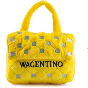 Haute Diggity Dog Wagentino Handbag Squeaky Plush Dog Toy, Yellow