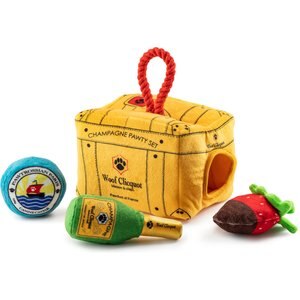 Haute Diggity Dog Woof Clicquot Pawty Set Activity Toy Squeaky Plush Dog Toy, Yellow