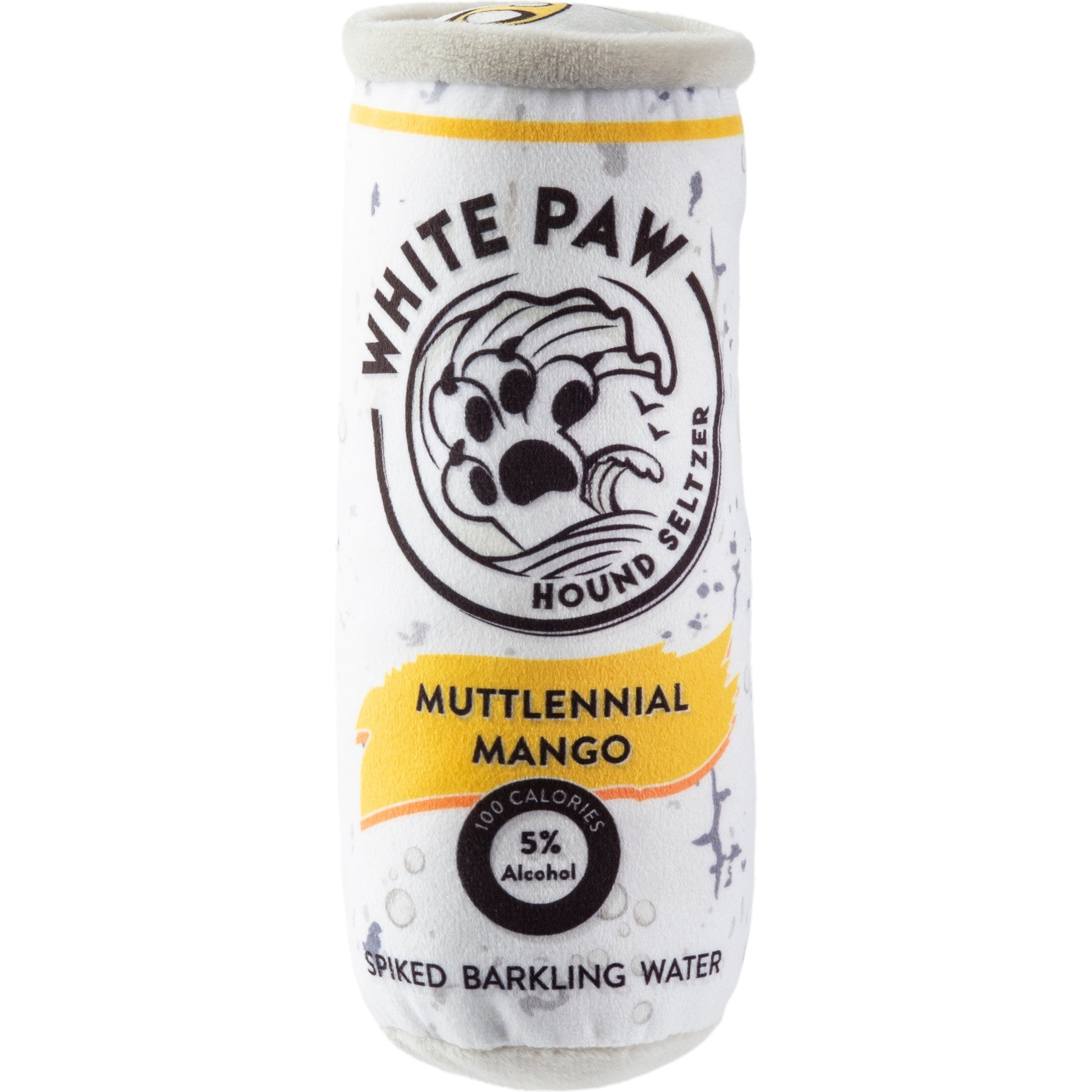 Haute Diggity Dog White Paw Muttlenial Mango Squeaky Plush Dog Toy, Yellow