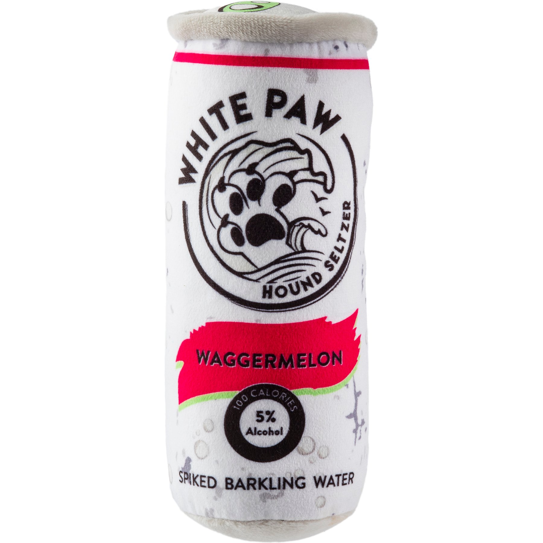 Haute Diggity Dog White Paw Waggermelon Squeaky Plush Dog Toy, Red