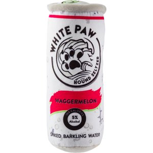 Haute Diggity Dog White Paw Waggermelon Squeaky Plush Dog Toy, Red