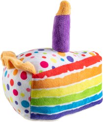 Haute Diggity Dog Happy Birthday Cake Slice Squeaky Plush Dog Toy, Multi