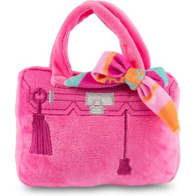 Haute Diggity Dog Haute Diggity Dog Barkin Bag with Scarf Chic Doggie Squeaky Plush Dog Toy, Pink, Large