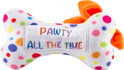 Haute Diggity Dog Happy Birthday Bone Squeaky Plush Dog Toy, White, Small slide 2 of 2