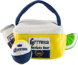 Haute Diggity Dog Grrrona Cooler Activity House Squeaky Plush Dog Toy, Yellow