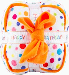 Haute Diggity Dog Happy Birthday Gift Box Squeaky Plush Dog Toy, White slide 2 of 2