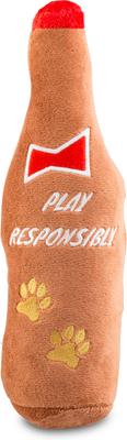Show full view: Haute Diggity Dog Barkweiser Beer Bottle Squeaky Plush Dog Toy, Brown slide 2 of 2