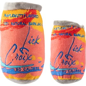 Haute Diggity Dog Lickcroix Pamplemutt Barkling Water Squeaky Plush Dog Toy, Orange, Large