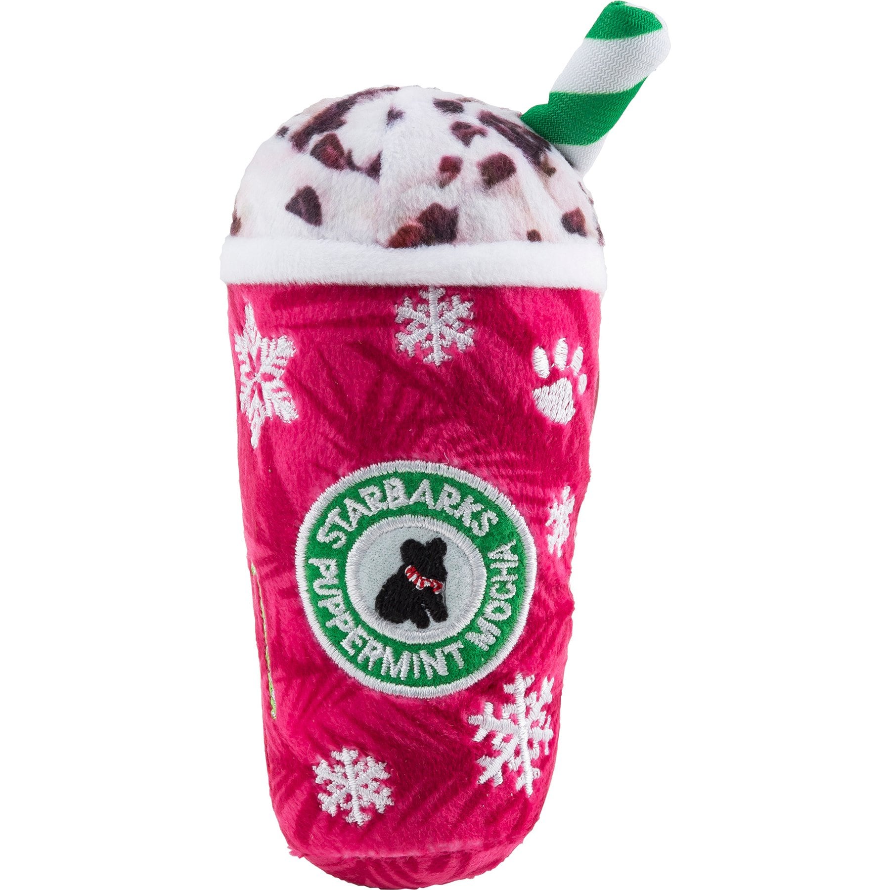 Haute Diggity Dog Starbarks Puppermint Mocha Original Squeaky Plush Dog Toy, Red, Large