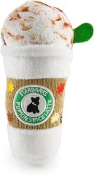 Haute Diggity Dog Starbarks Pupkin Spice Latte Squeaky Plush Dog Toy, White, Small