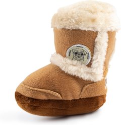 Haute Diggity Dog Pugg Boot Squeaky Plush Dog Toy, Brown
