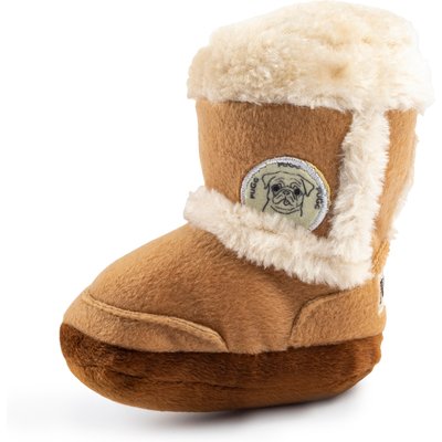 Haute Diggity Dog Haute Diggity Dog Pugg Boot Squeaky Plush Dog Toy, Brown