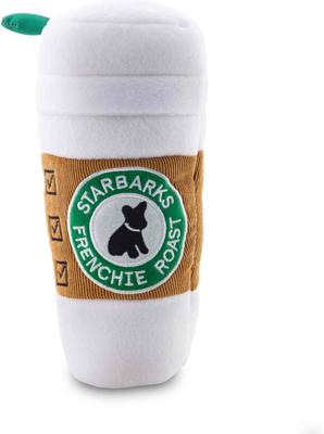 Show full view: Haute Diggity Dog Starbarks with Lid Coffee Cup Squeaky Plush Dog Toy, White, X-Large slide 3 of 3