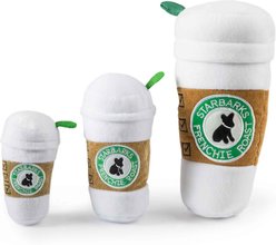 Haute Diggity Dog Starbarks with Lid Coffee Cup Squeaky Plush Dog Toy, White, Small slide 1 of 2