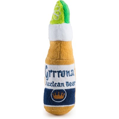 Haute Diggity Dog Haute Diggity Dog Grrrona Beer Bottle Squeaky Plush Dog Toy, Yellow, Small