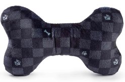 Haute Diggity Dog Chewy Vuiton Bone Squeaky Plush Dog Toy, Black Checker, Large slide 2 of 2
