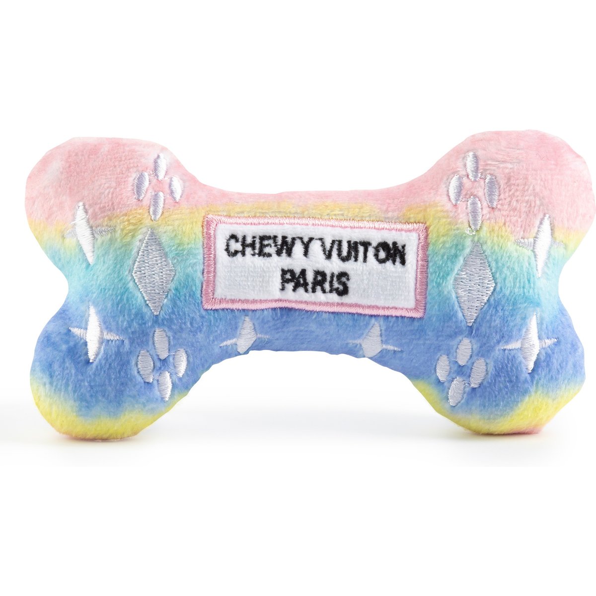 Haute Diggity Dog Chewy Vuiton Bone Squeaky Plush Dog Toy, Pink Ombre, Small