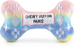 Haute Diggity Dog Chewy Vuiton Bone Squeaky Plush Dog Toy, Pink Ombre, Large