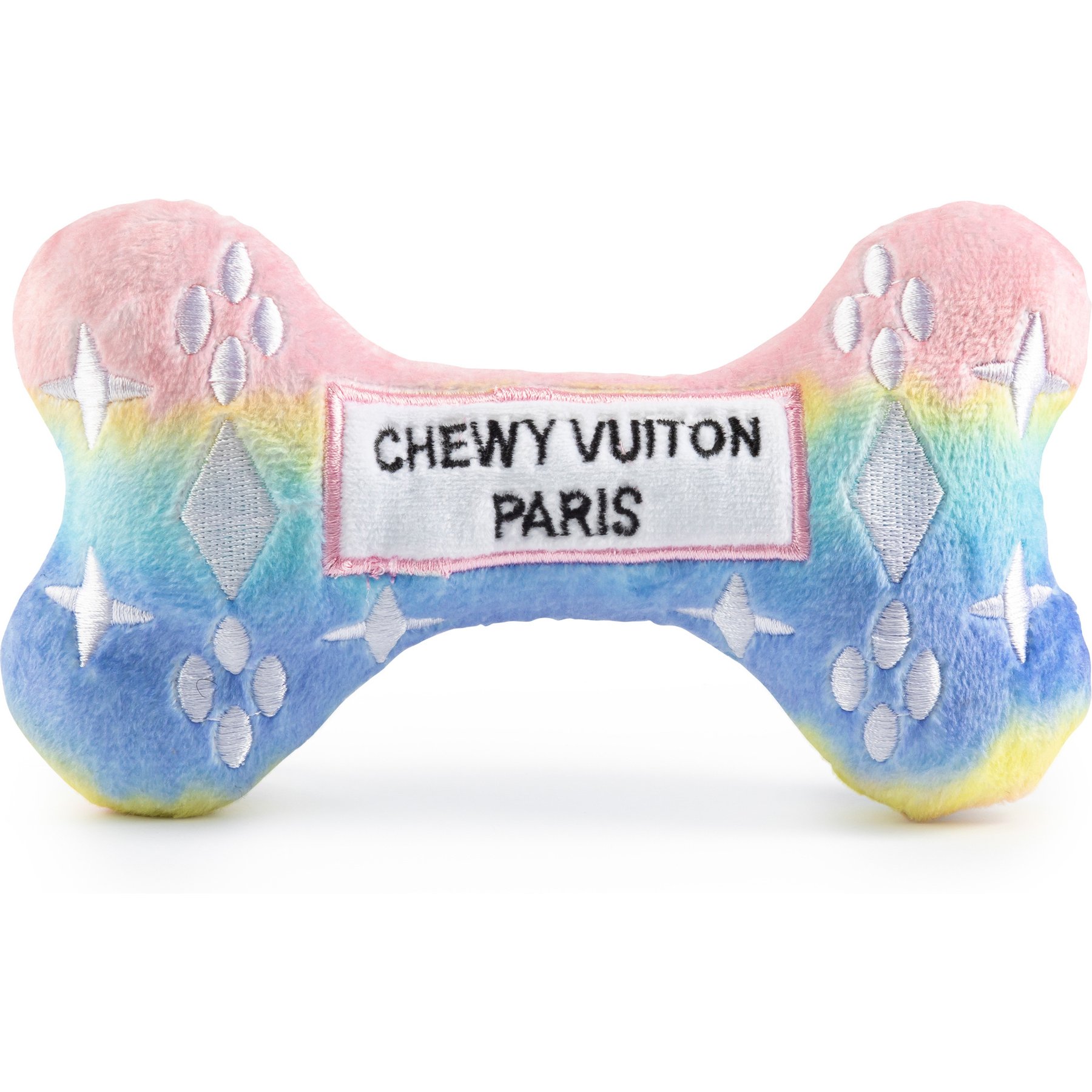 Haute Diggity Dog Chewy Vuiton Bone Squeaky Plush Dog Toy, Pink Ombre, Large