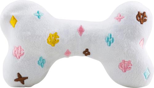 Show full view: Haute Diggity Dog Chewy Vuiton Bone Squeaky Plush Dog Toy, White, Large slide 3 of 4