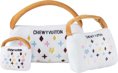 Show full view: Haute Diggity Dog Chewy Vuiton Handbag Squeaky Plush Dog Toy, White, Small slide 4 of 5