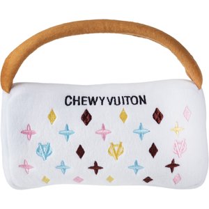 Haute Diggity Dog Chewy Vuiton Handbag Squeaky Plush Dog Toy, White, X-Large