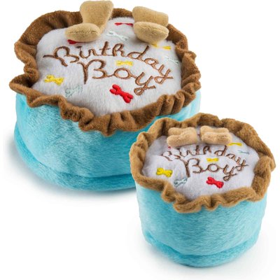 Haute Diggity Dog Haute Diggity Dog Birthday Boy Cake Squeaky Plush Dog Toy, Blue, Small