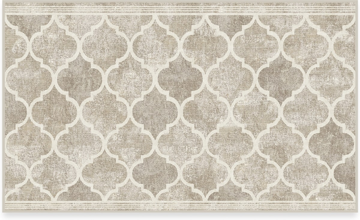 RUGGABLE Terali Trellis Beige Flatwoven Machine Washable Rug with ...