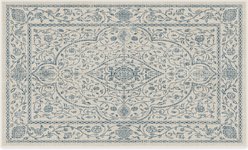 Ruggable Vianna Blue & Ivory Flatwoven Machine Washable Rug with Standard Pad, 3 x 5-ft