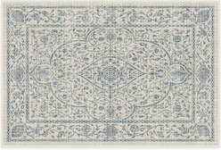 Ruggable Vianna Blue & Ivory Flatwoven Machine Washable Rug with Standard Pad, 2 x 3-ft